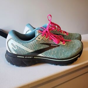 Brooks Ghost 14 Women’s Size 8 Running Shoes Teal Pink Cushioned Athletic Sneake